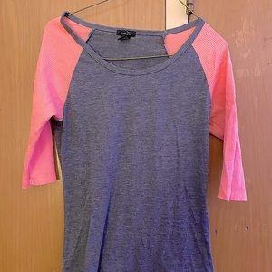 Pink&Grey Baseball Style 3/4 Sleeve